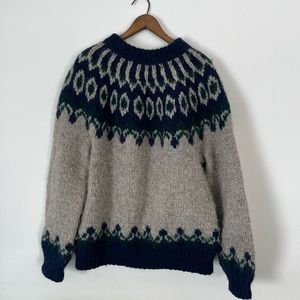 Vintage Fair Isle Hand Knit Wool Sweater